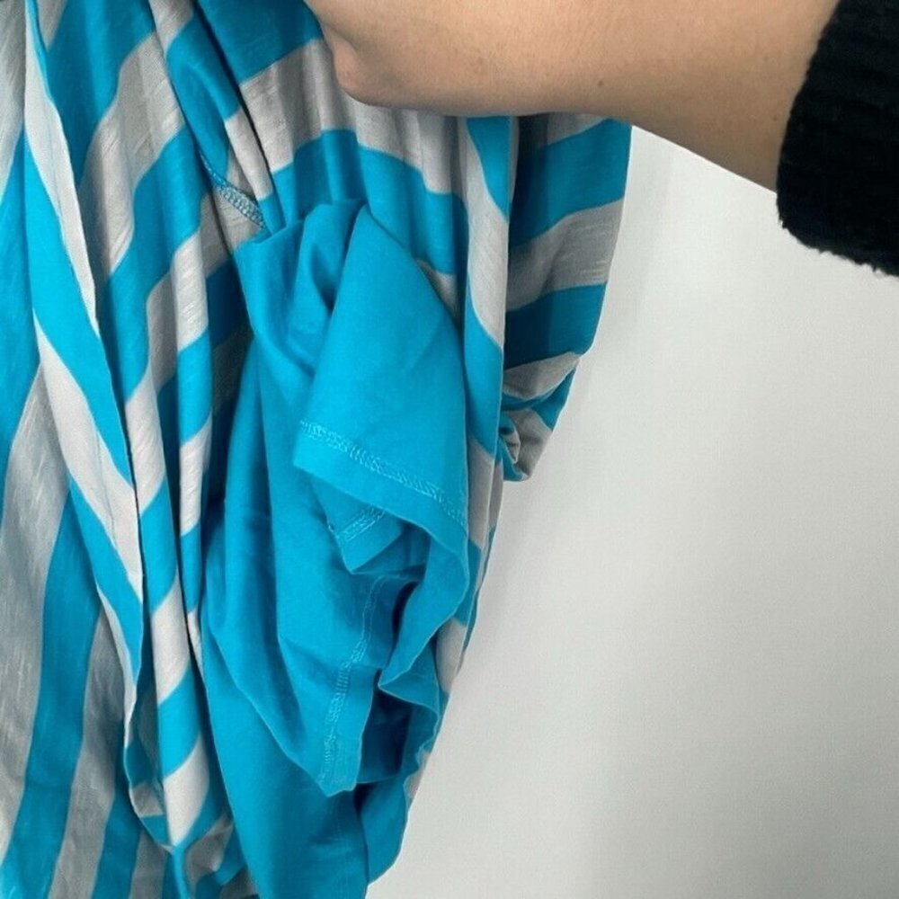 INC International Concepts Womens Dress Large Blue Gray V Neck Ruffle Chevron - Picture 11 of 12